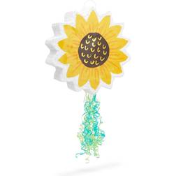 Small Sunflower Pull String Pinata for Birthday Party, Baby Shower Decorations (13 In)