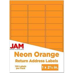 Jam Paper Laser/Inkjet Mailing Address Labels, 1" 5/8", Neon