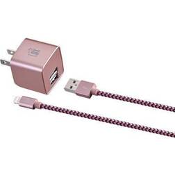 Lax Gadgets MFI Certified 6ft Charger with Wall Charger Rose Gold