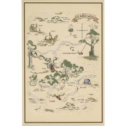 Open Road Brands Decor: Winnie the Pooh Map Brown/Green Wall Decor