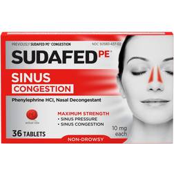 Sudafed PE Sinus Congestion Maximum Strength Non-Drowsy Decongestant