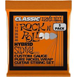 Ernie Ball Hybrid Slinky Classic Rock n Roll Pure Electric Guitar Strings 3 Pack