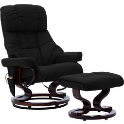 vidaXL Massage Reclining Chair Black Faux Leather and Bentwood