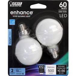 Feit Electric 60W G16.5 E12 5000K Dimmable LED Bulb 2pk