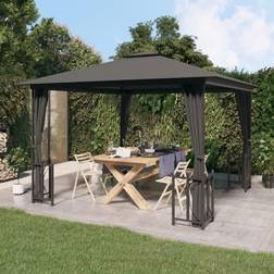 vidaXL Gazebo with Sidewalls&Double Roofs