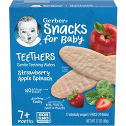 Gerber Teething Wafers Strawberry Apple Spinach 7+m 2-pack