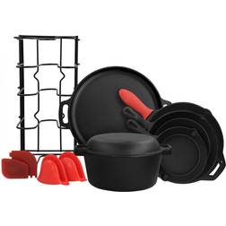 MegaChef Pre Seasoned Cookware Set with lid 12 Parts