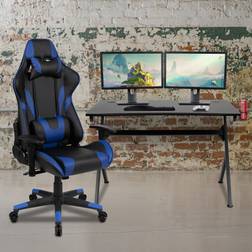 Flash Furniture Gaming Desk & Reclining Gaming Chair 2-piece Set, Blue