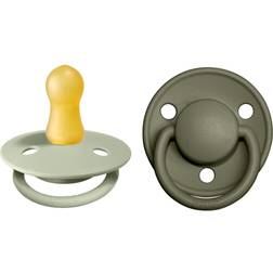 Bibs De Lux Latex Pacifiers 2-pak Round Sage/Hunter Green Str. 1 Str. 1