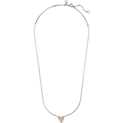 Pandora Sparkling Freehand Heart Necklace - Silver/Rose Gold/Transparent