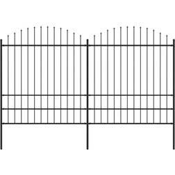 vidaXL Garden Fence with Spear Top Steel 1.75-2x3.4