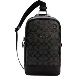 Coach Graham Pack In Signature Canvas - Gunmetal/Charcoal/Black