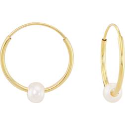 Cultured Hoop Earrings - Gold/Pearl