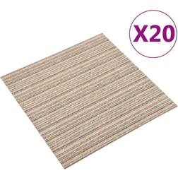 vidaXL Carpet Floor Tiles 20 pcs 5 mÂ² 50x50 cm Striped Beige