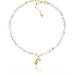 Sistie Signe Kragh X Glided Necklace - Gold/Pearls