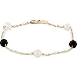 Bloomingdale's Chain Link Bracelet - Gold/Pearl/Onyx