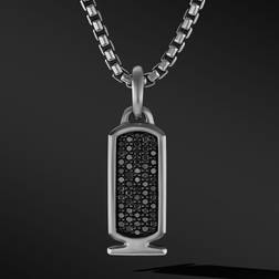 David Yurman Men's Sterling Cairo Diamond Cartouche Amulet Pendant Black/Silver