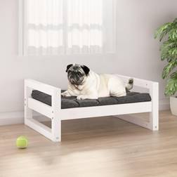 vidaXL Dog Bed White 65.5x50.5x28 Solid Pine Wood