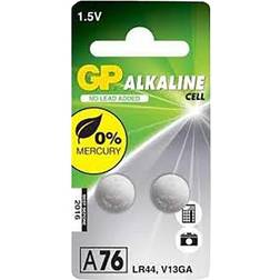 GP Batteries A76 LR44 Button cell LR44 Alkali-manganese 110 mAh 1.5 V 2 pc(s)