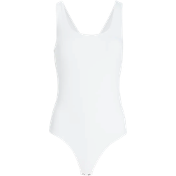 Express Body Contour High Compression Scoop Neck Bodysuit - White