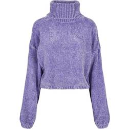 Urban Classics Ladies Short Chenille Turtleneck Sweater Sweatshirt lilac