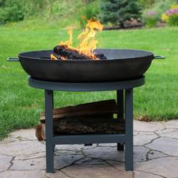 Sunnydaze Decor 30 in. Cast Iron Fire Pit with Log