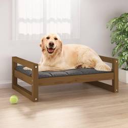 vidaXL Dog Bed Honey Brown 75.5x55.5x28 Solid Pine Wood