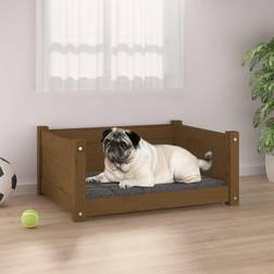 vidaXL Dog Bed Honey Brown 65.5x50.5x28 Solid Pine Wood - Brown