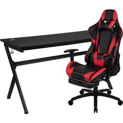 Flash Furniture BLN-X30D1904L-RD-GG Black Gaming Desk and Chair