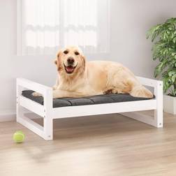 vidaXL Dog Bed White Solid Pine Wood White