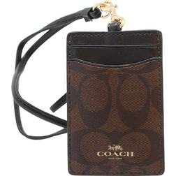 Coach Signature Lanyard ID Badge Card Holder - Brown/Black