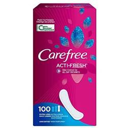 Carefree Acti-Fresh Pantiliners, Extra Long Flat, Unscented, 100 Count 10-pack