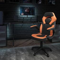 Flash Furniture Optis Black Gaming Desk and Orange/Black Racing Chair Set with Cup Holder Headphone Hook Monitor/Smartphone Stand