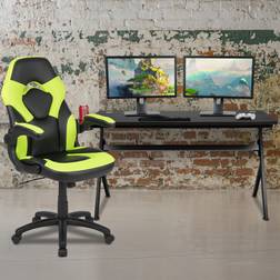 Flash Furniture Optis Gaming Desk and Green/Black Racing Chair Set /Cup Holder/Headphone Hook/Removable Mouse Pad Top 2