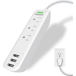 Philips 3-Outlet Grounded 6' Extension Cord with 3 USB Ports