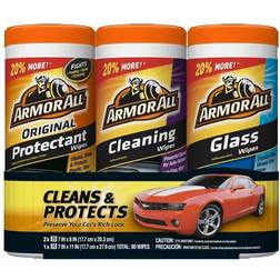 Armor All 18782 Protectant, Glass Cleaning Wipes, 30 Count Each