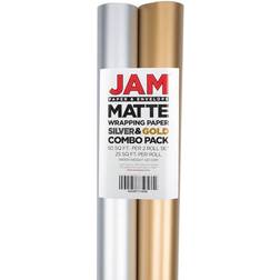 Jam Paper Matte Gold & Silver Foil Wrapping All Occasion 25 Sq. ft 2/Pack