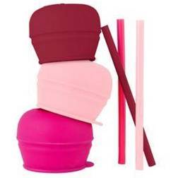 Boon Snug 6-Piece Silicone Straw And Lid Set In Pink Pink 6