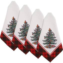 Spode Christmas Tree Tartan Napkins Cloth Napkin White, Multicolor (50.8x50.8)