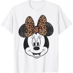 Disney Mickey And Friends Minnie Mouse Leopard Bow Portrait T-shirt