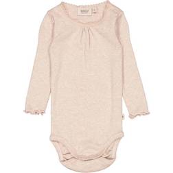 Wheat Long Sleeve Rib Lace Body - Rose Melange