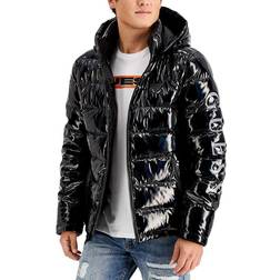 Guess Men's Holographic Hooded Puffer Jacket - Black