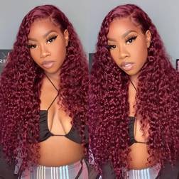 iSee Water Wave Transparent Lace Front Wig 20 inch 99J Burgundy