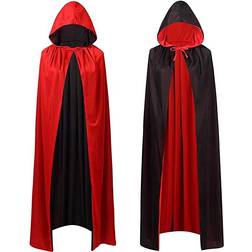 Unisex Halloween Reversible Hooded Cloak, Vampire Witch Capes Magician Costume for Halloween Costume Party