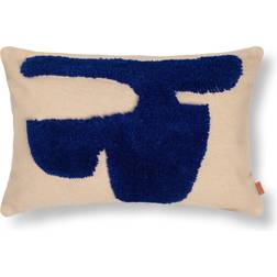 Ferm Living Lay Cushion Blue Komplettes Dekokissen Blau, Beige (60x40cm)