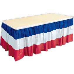 Beistle Patriotic Table Skirting, 29" x 14' Red/White/Blue