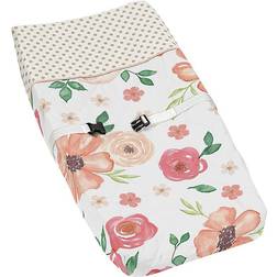 Sweet Jojo Designs Watercolor Floral Peach Changing Pad Cover