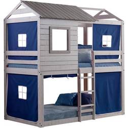 Donco kids Bunk Bed LIGHT Blue & Light House Tent Twin Bunk Bed