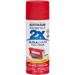 Rust-Oleum Painter's Touch 2X Ultra Cover Satin Poppy Red Paint Primer Spray Paint 12 oz