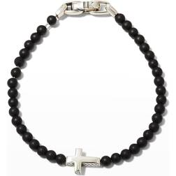 David Yurman Spiritual Beads Cross Station Bracelet - Silver/Black